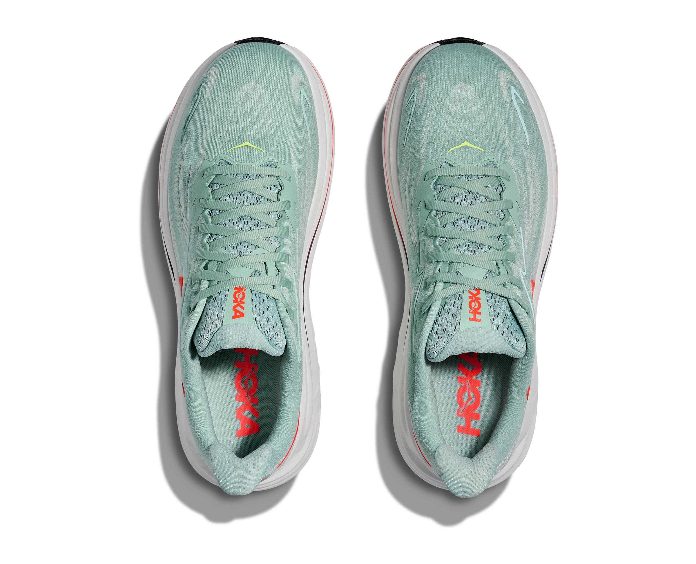 Hoka Mens Clifton 10 Wide - 2E Width - Sage/Neon Flame - Neutral - SS26 - Image 4