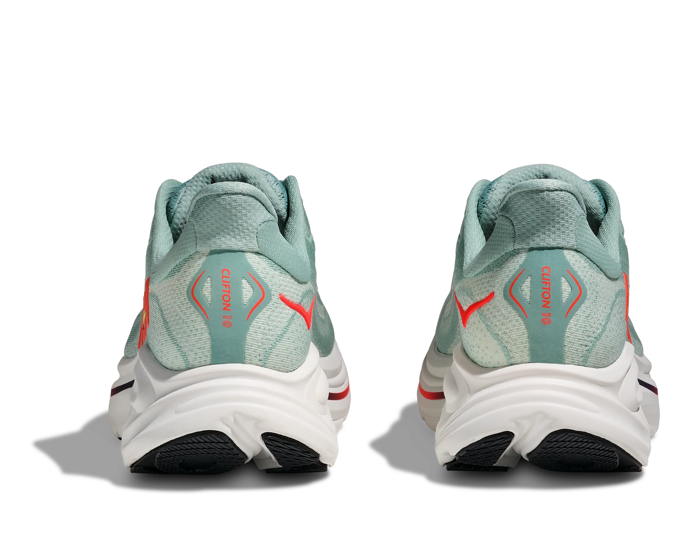 Hoka Mens Clifton 10 Wide - 2E Width - Sage/Neon Flame - Neutral - SS26 - Image 6