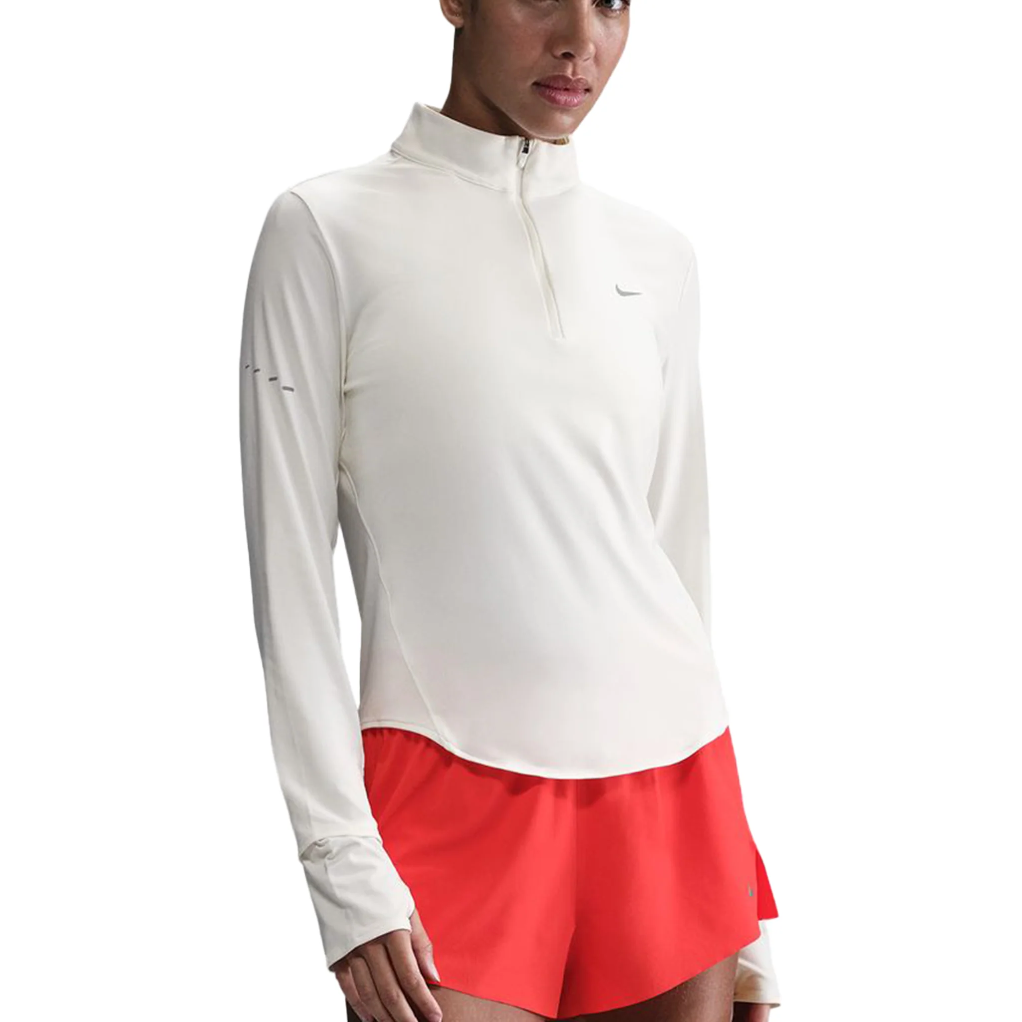 Nike Womens Dri-FIT UV 1/4 Zip L/S Swift Tee - Sail/Reflective Silver
