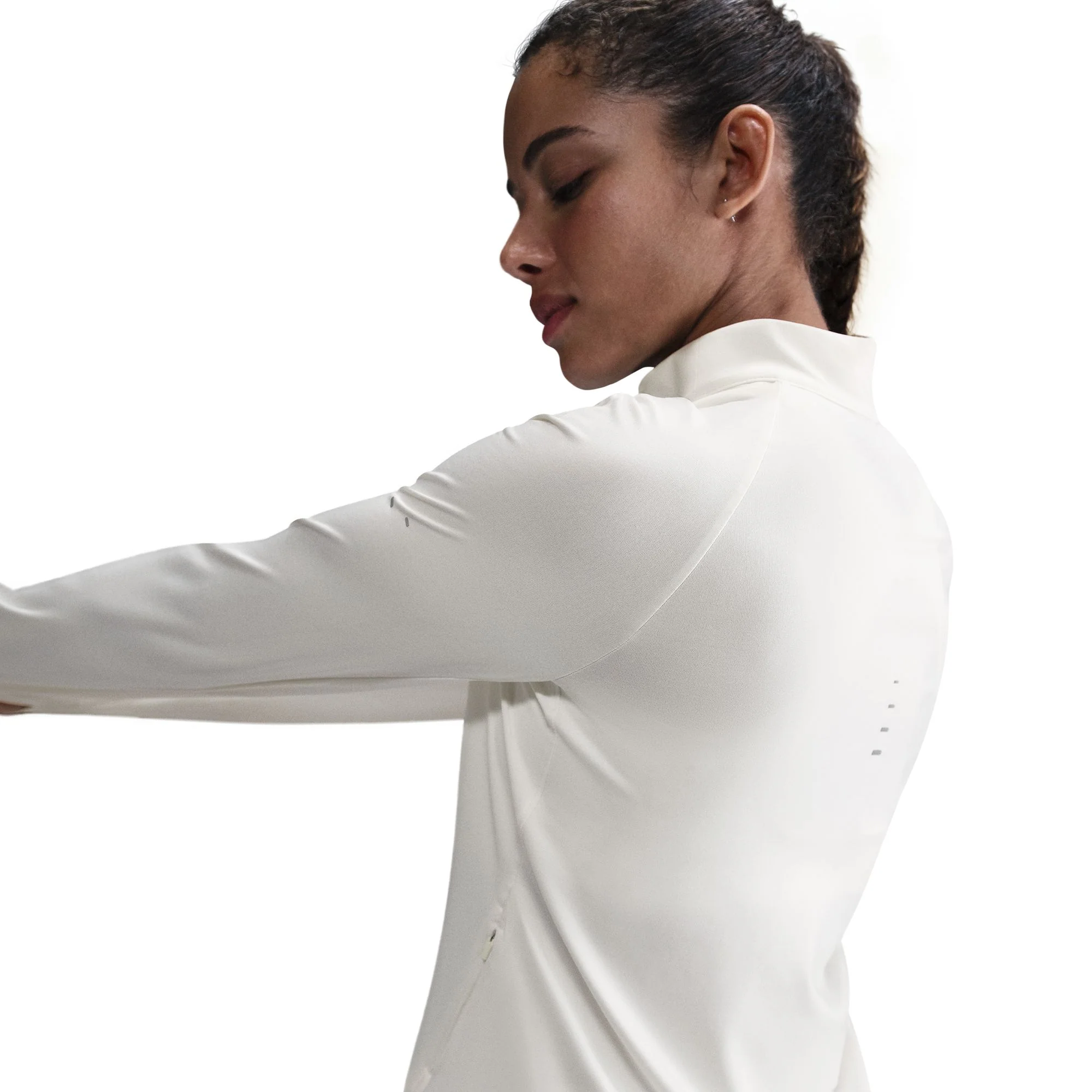 Nike Womens Dri-FIT UV 1/4 Zip L/S Swift Tee - Sail/Reflective Silver - Image 4